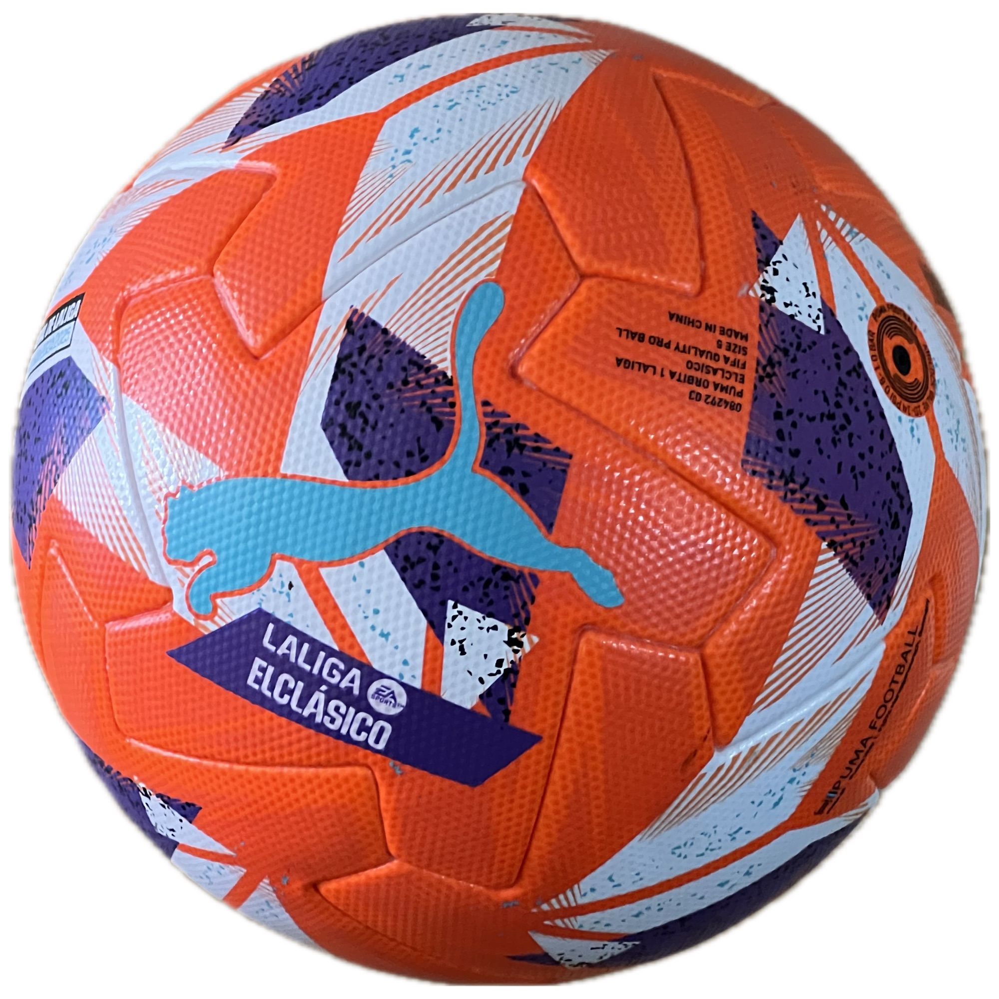 Pilota puma liga del clásico 2024-2025 FC Barcelona 4 Real Madrid 3 de partit (taronja)