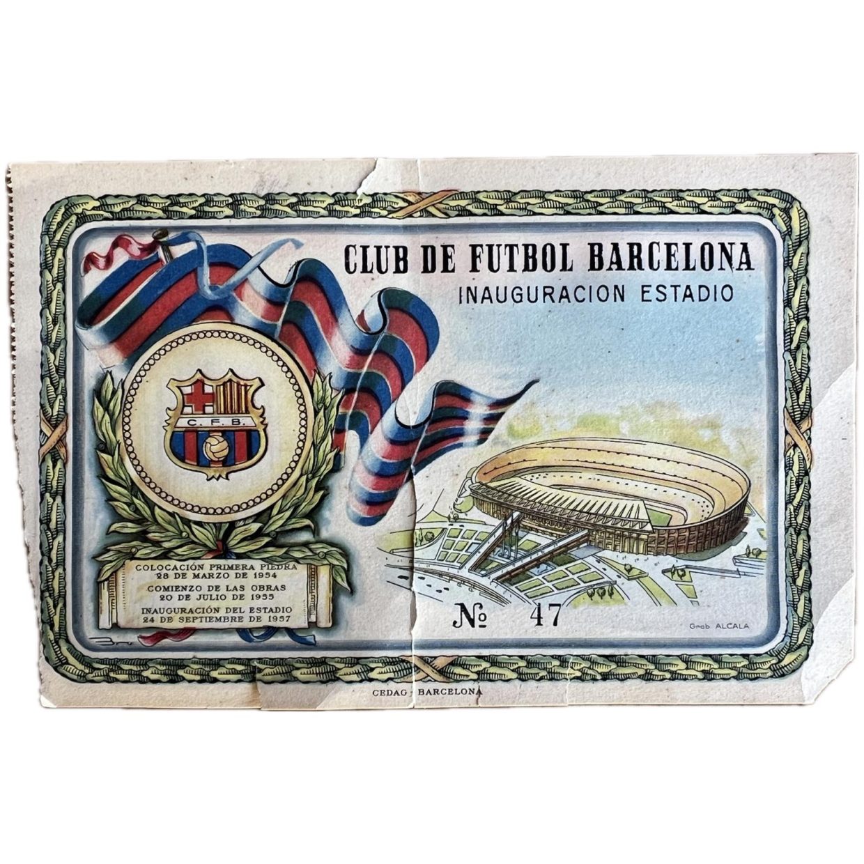 Entrada nauguració Estadi FC Barcelona 24/09/1957