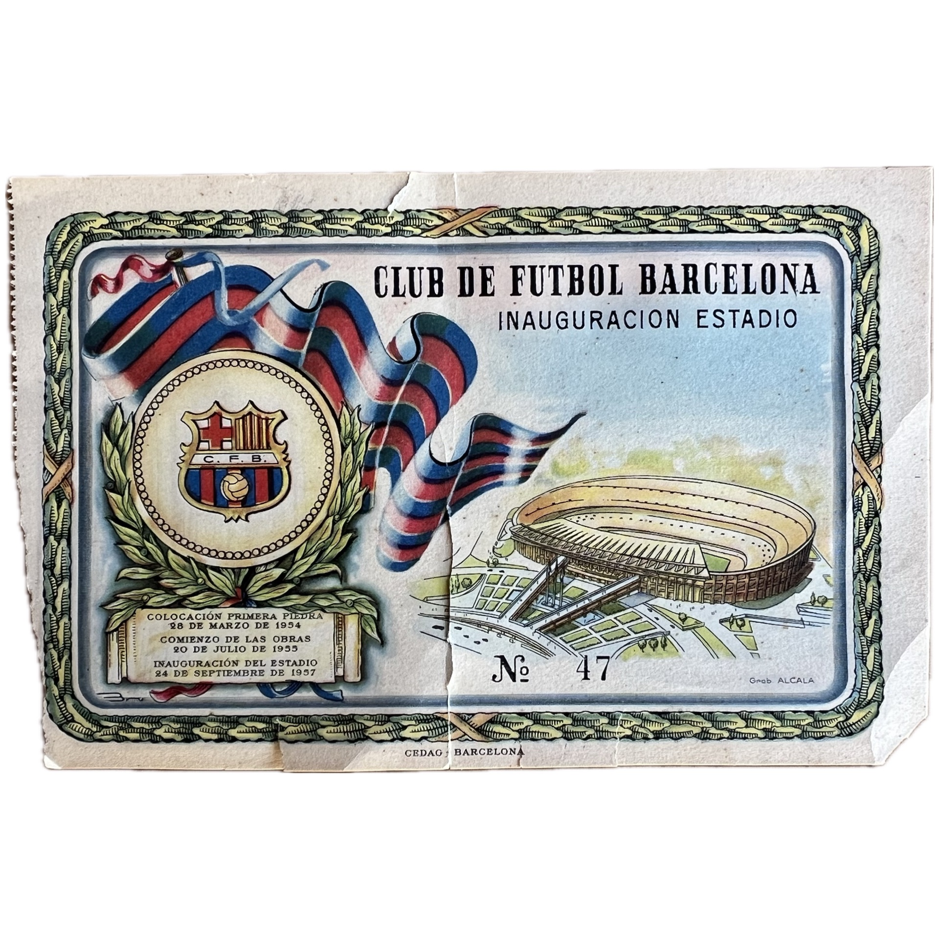 Entrada nauguració Estadi FC Barcelona 24/09/1957