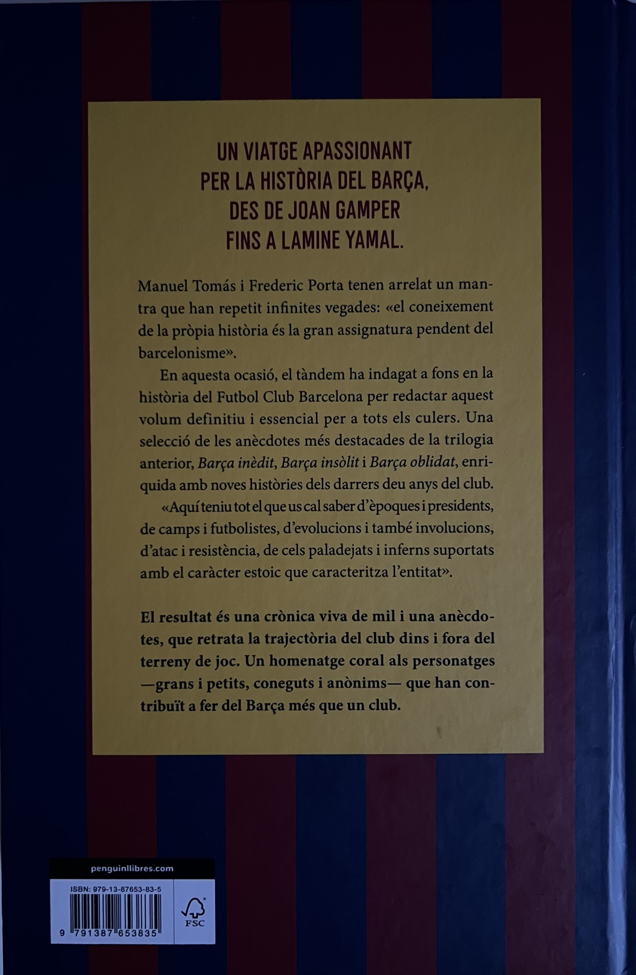 Barça 1001 Històries de la Història - Manuel Tomás i Frederic Porta -Ed. Rosa dels vents - març 2026