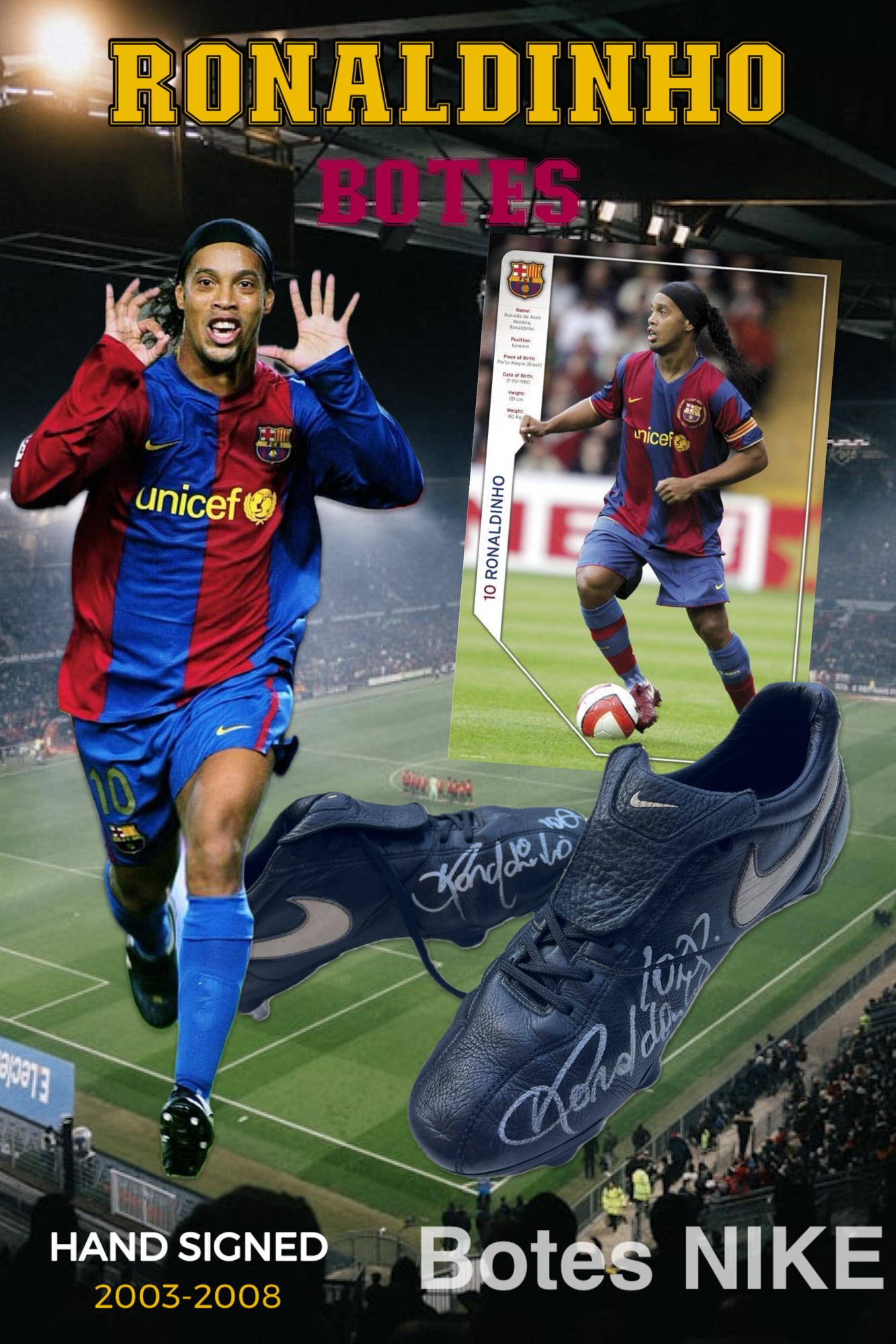 Botes signades Ronaldinho nike match worm 2003-2009