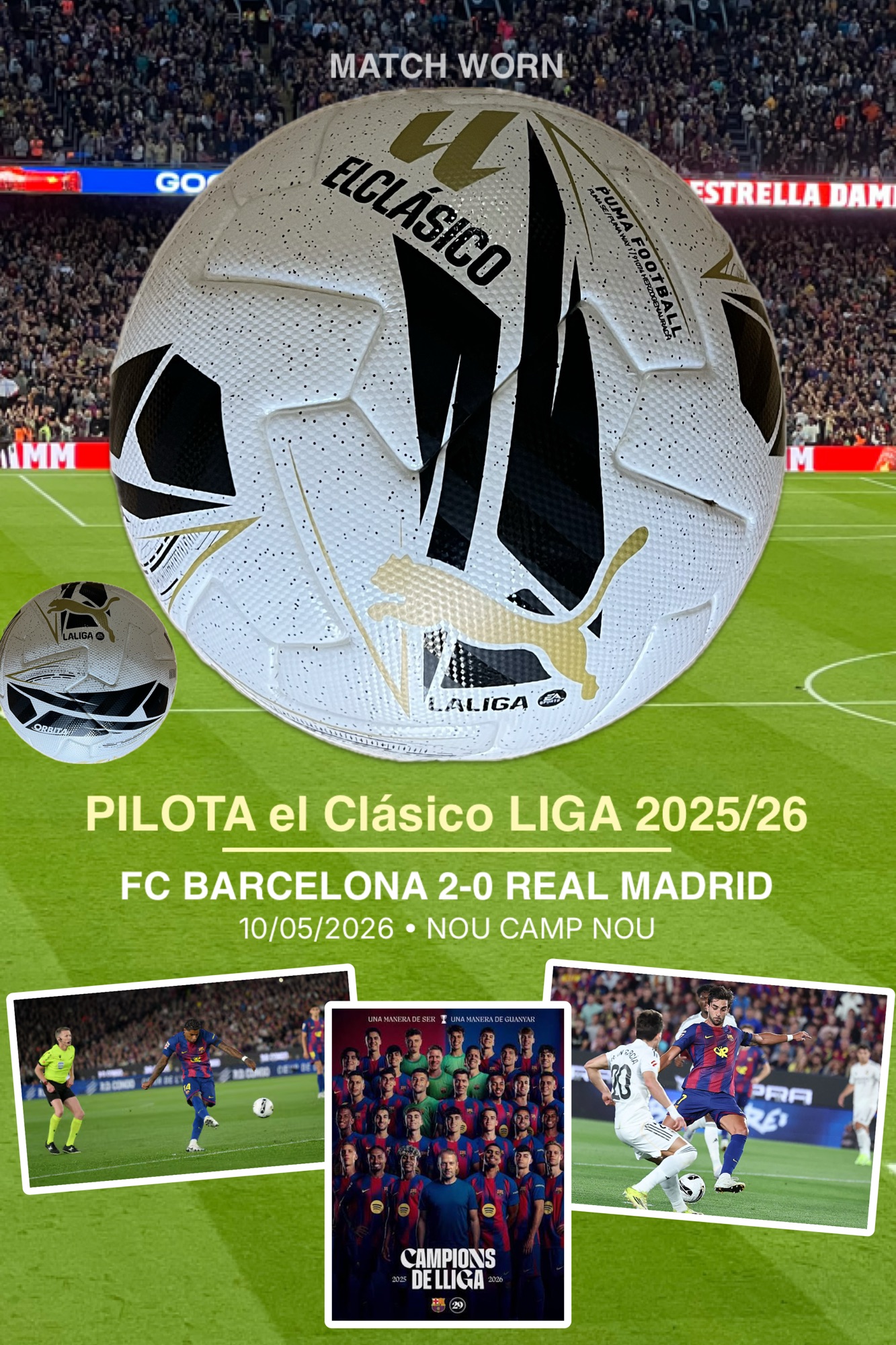 Pilota puma El Clásico 2025-2026 FC Barcelona de partit Nou Camp Nou CAMPIONS