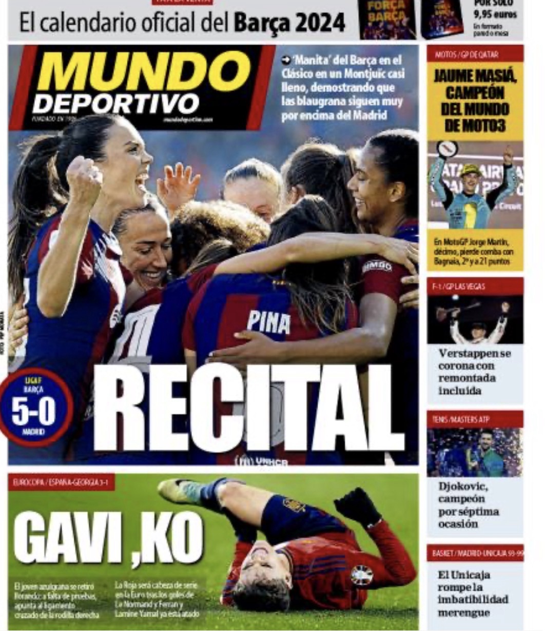 Barça femení 5-0 Real Madrid a Montjuïc