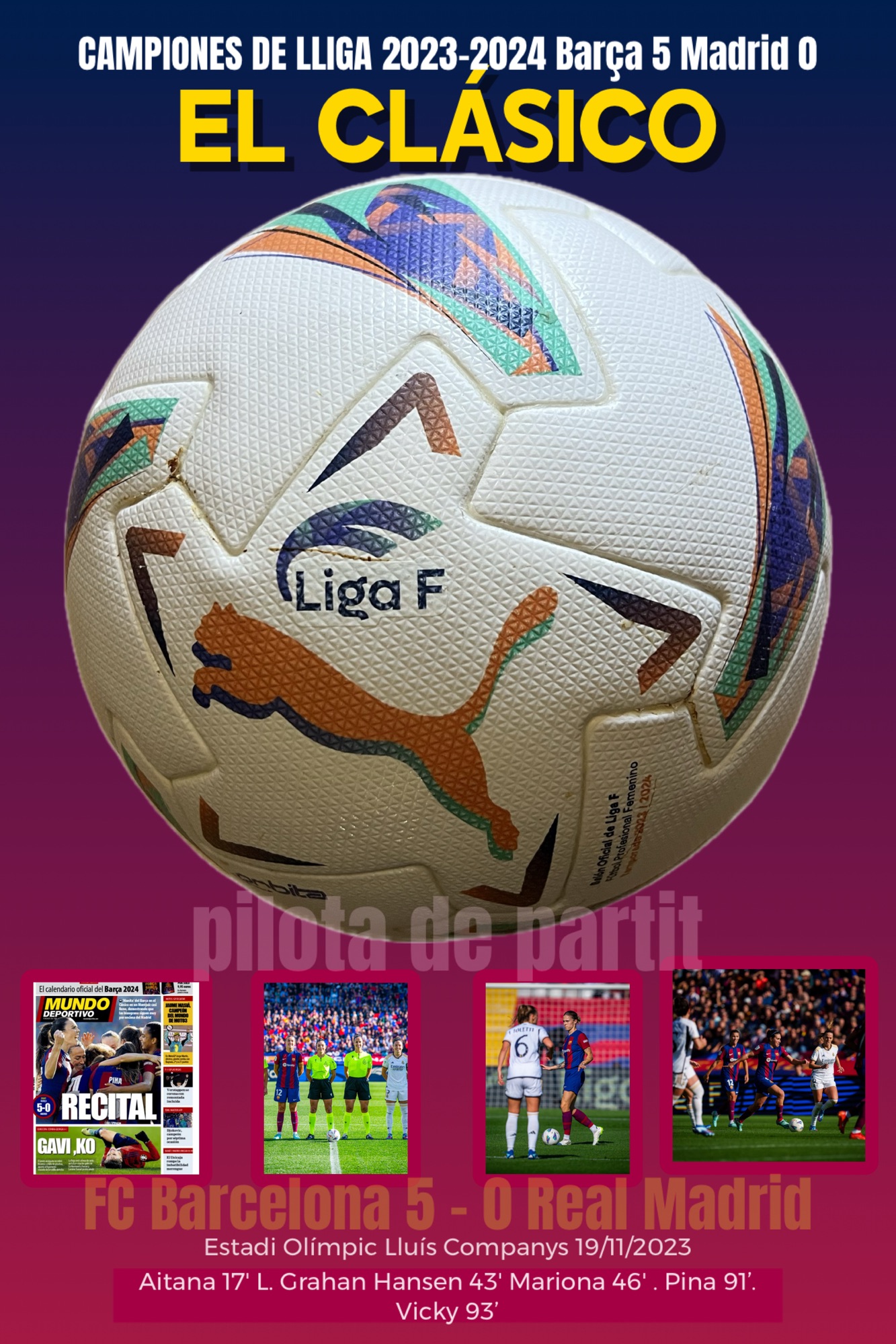 Pilota del Barça femení 5 Real Madrid 0 del 19 de novembre de 2023