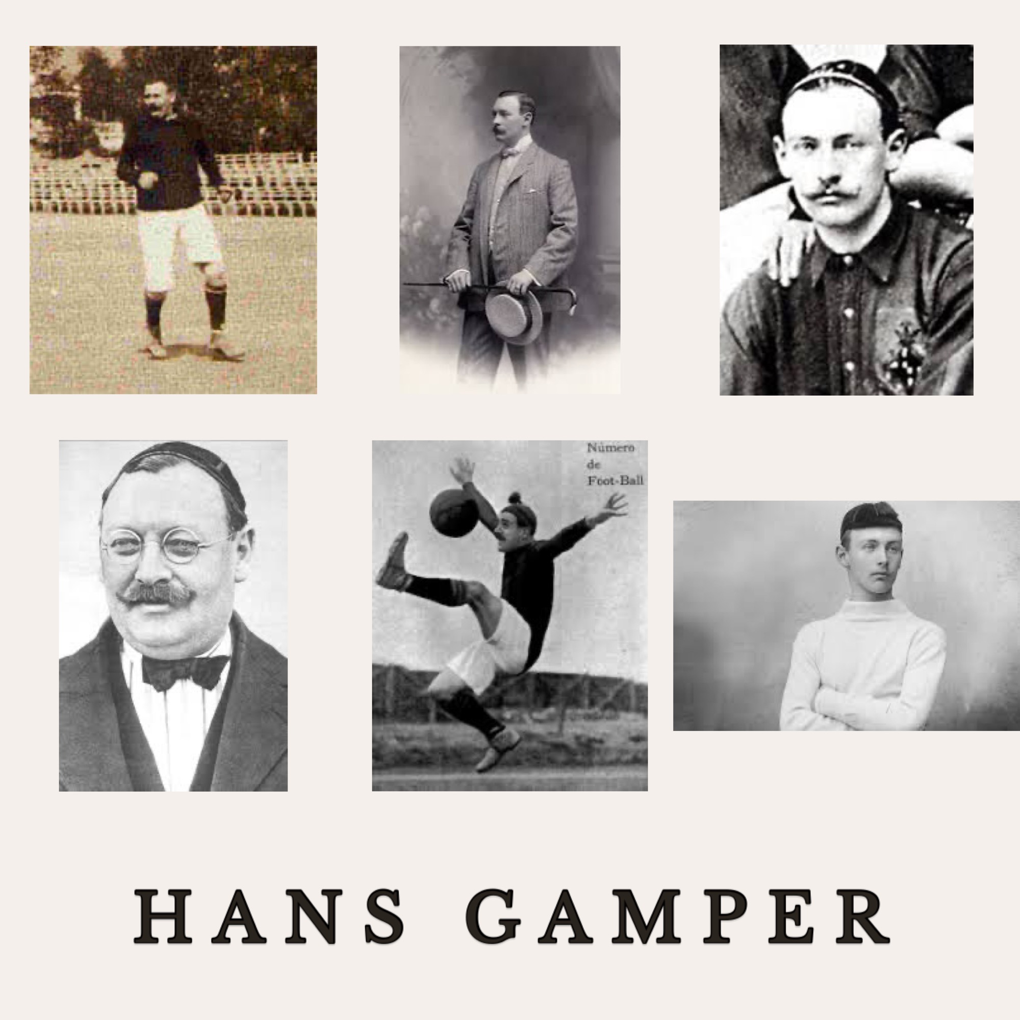 Joan Gamper, fundador, jugador i president del Futbol Club Barcelona, en sis imatges històriques