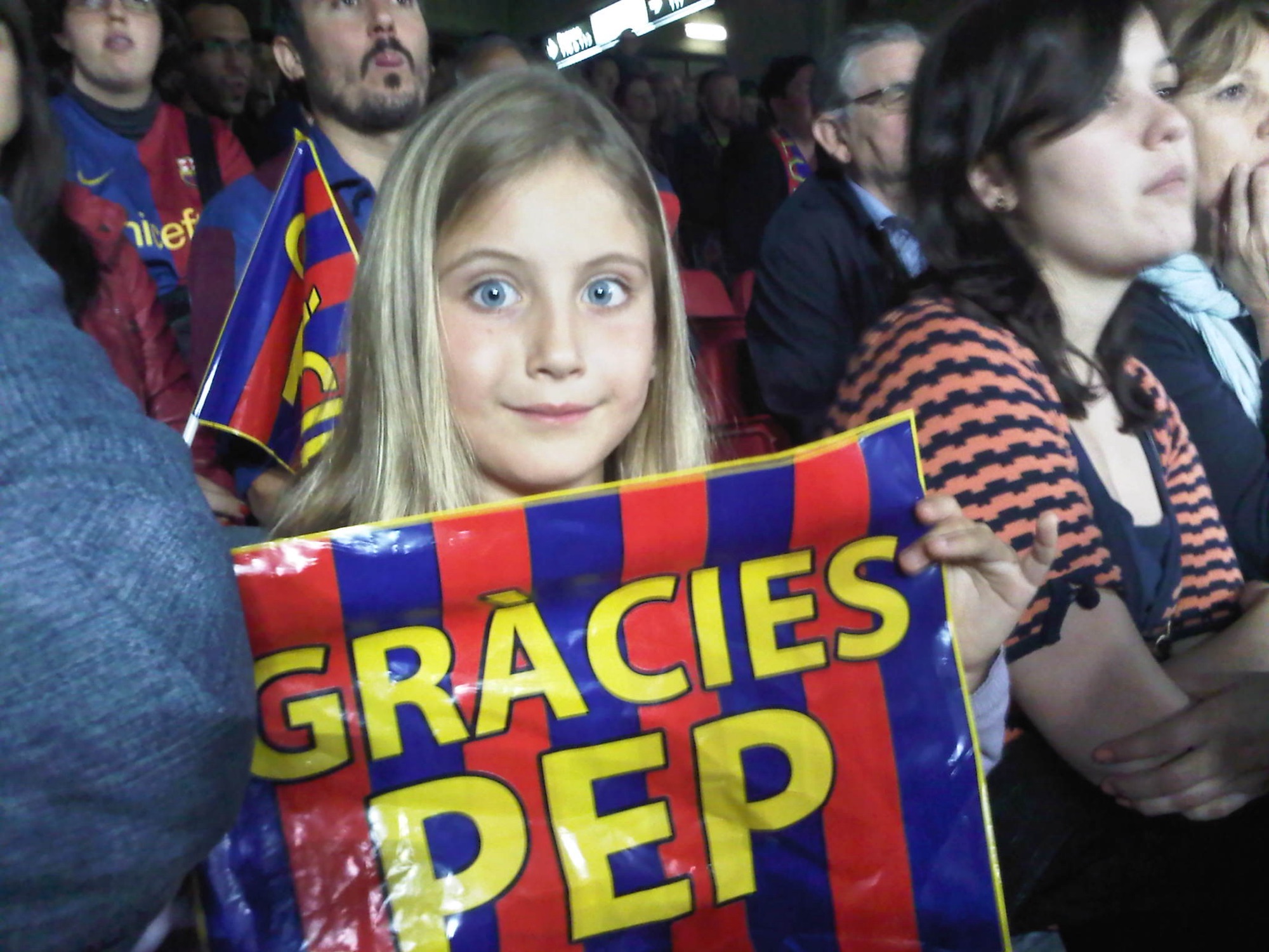 La Jordina amb un cartell de Gràcies Pep