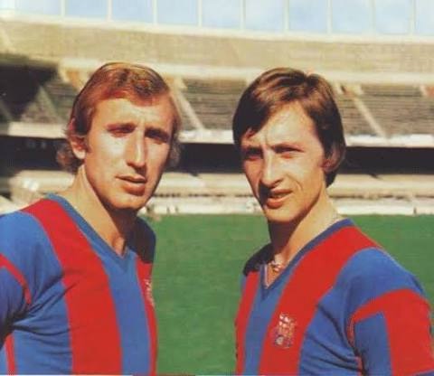 Carles Rexach i Johan Cruyff amb la samarreta del Barça