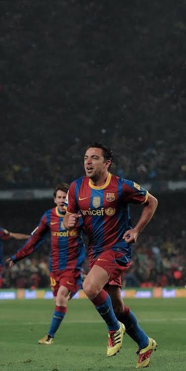 Xavi Hernández celebrant intensament un gol