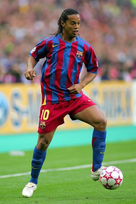 Retrat de Ronaldinho amb l’equipació blaugrana