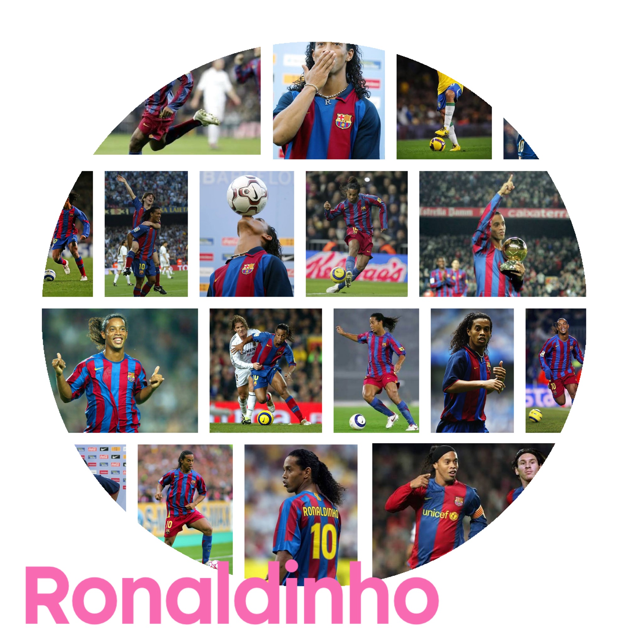 Muntatge gràfic amb diverses imatges de Ronaldinho
